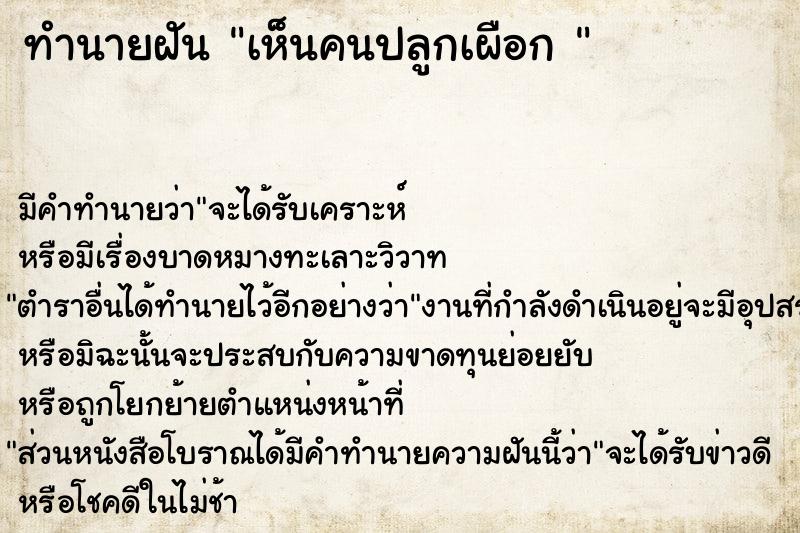 ทำนายฝัน เห็นคนปลูกเผือก 